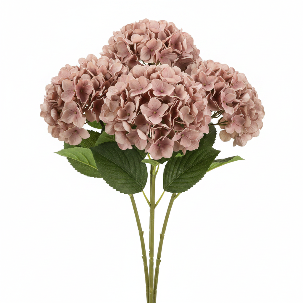 Konstgjord Hortensia, Gammalrosa 65 cm (4-pack)