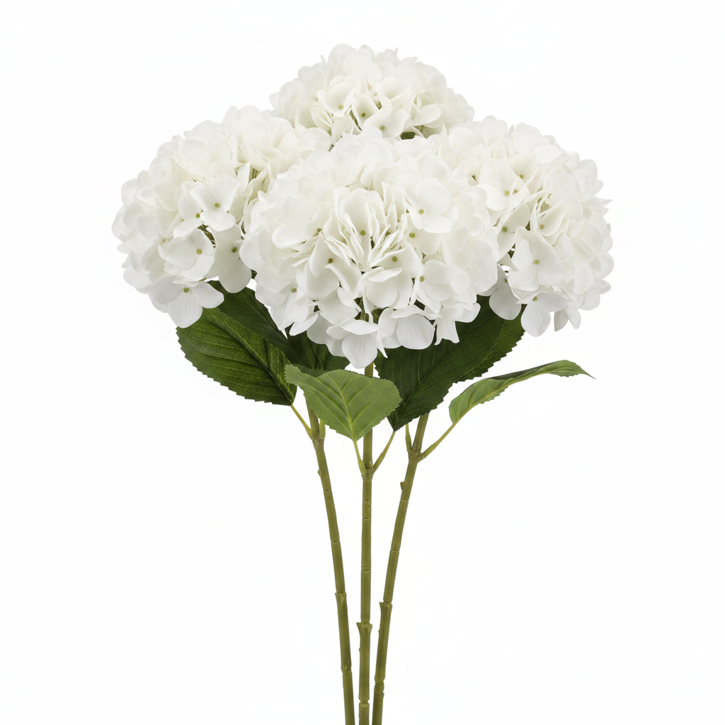 Konstgjorda vita hortensior, 65 cm (4-pack)