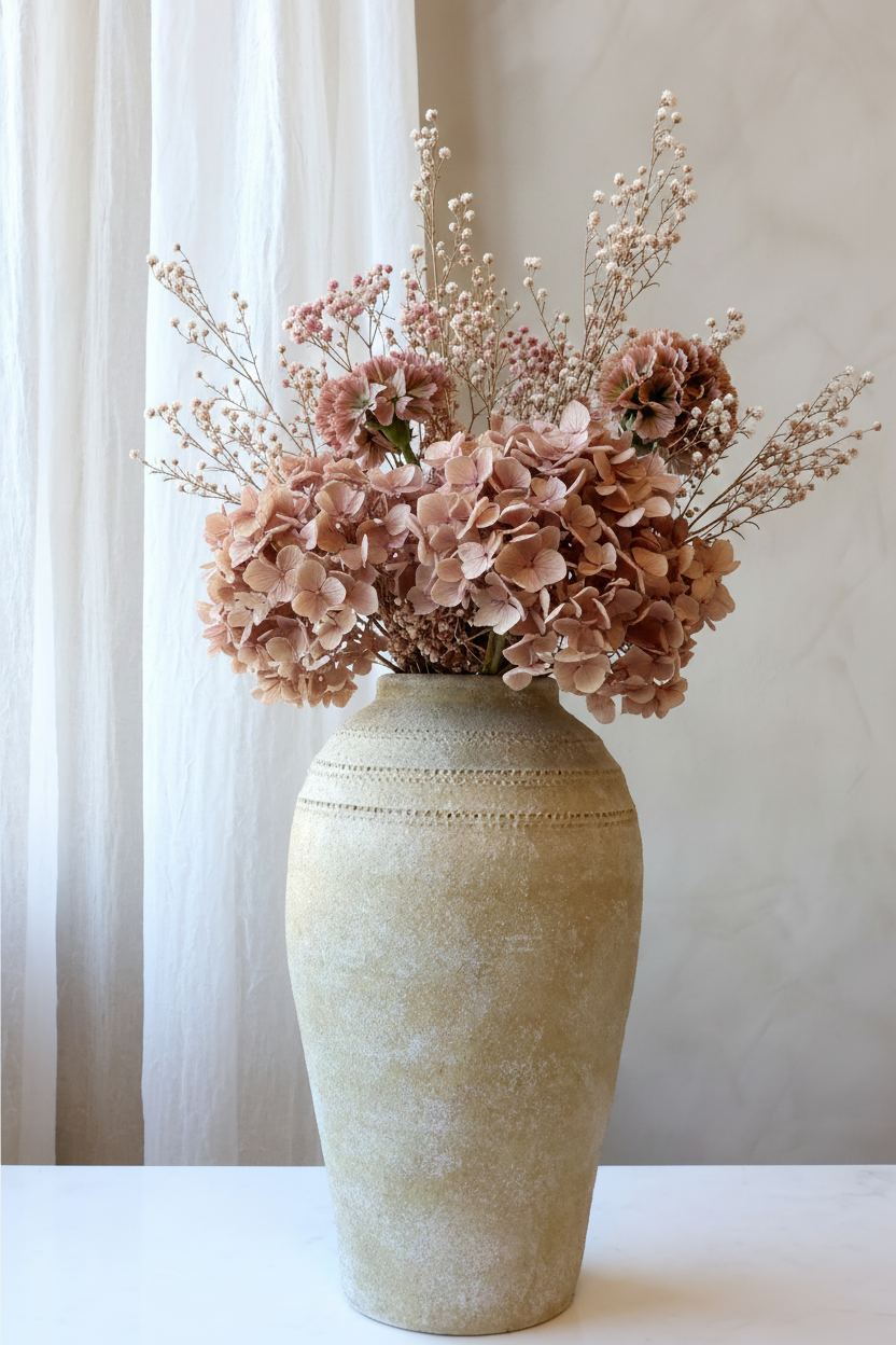 Konstgjord Hortensia, Gammalrosa 65 cm (4-pack)